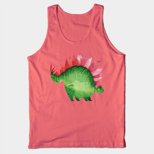 Happy Stegosaurus Dinosaur Tank Top by Geeksarecool